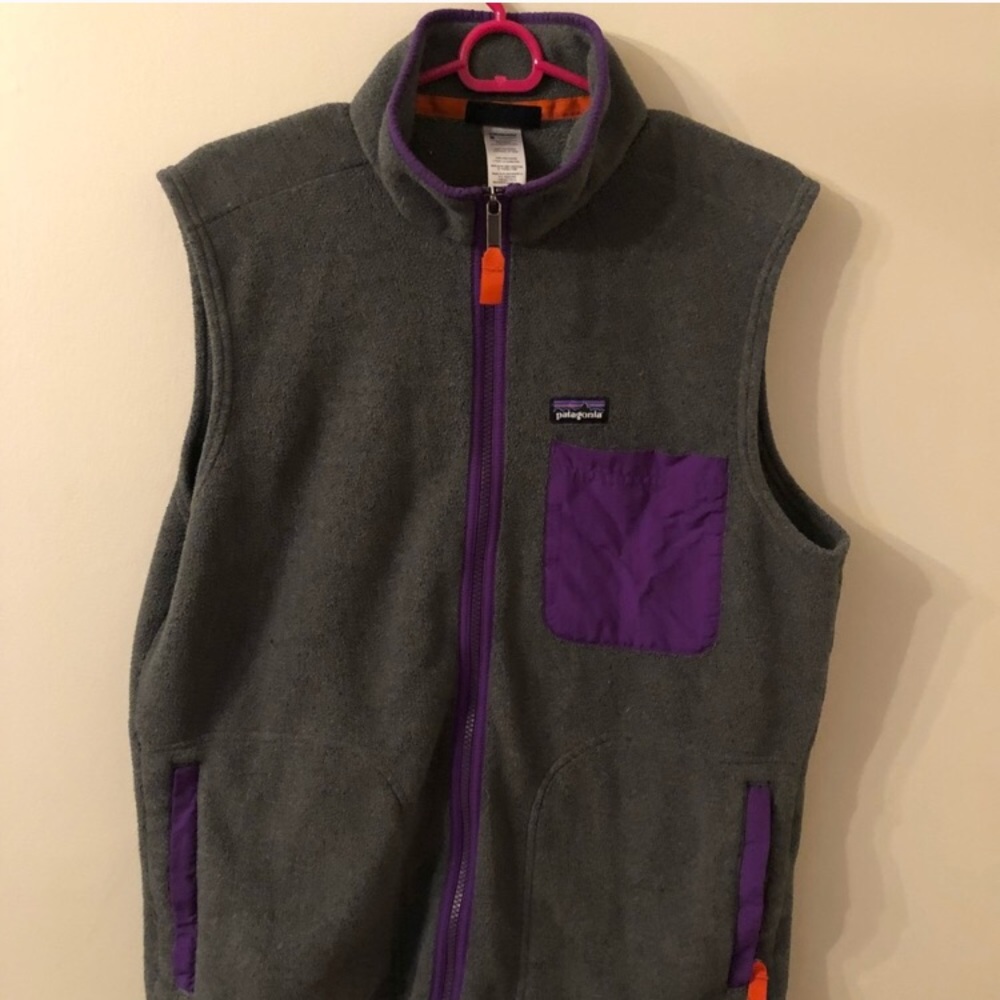 Men’s grey and purple Patagonia vest